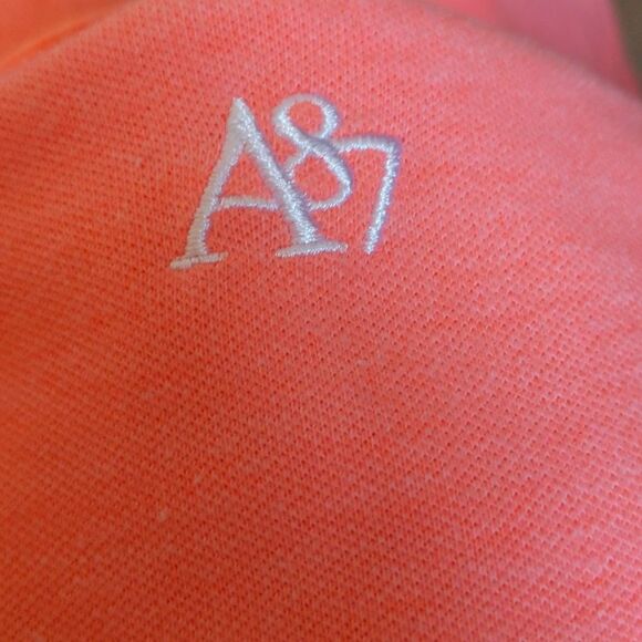 Aeropostale womens' A87 pique polo shirt, short sleeve, coral orange/pink XL - Picture 6 of 10